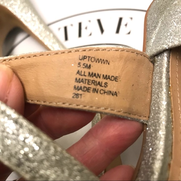 Steve Madden Uptown Silver Glitter Platform Sandals 5.5 Worn Once - Picture 9 of 16